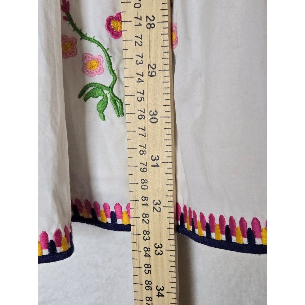 English Factory White Embroidered Mini Dress Puff Sleeve Square Neck Medium - Picture 8 of 9